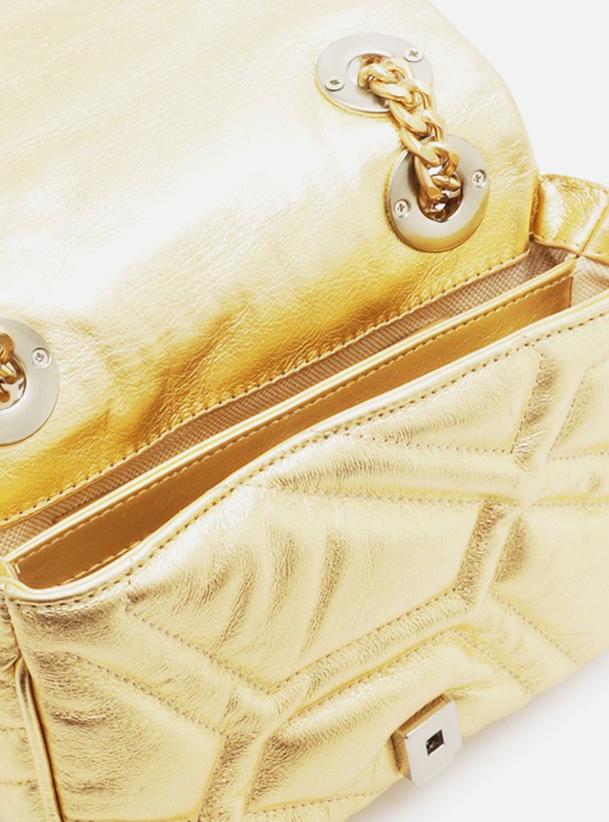 Bolsa Tiracolo Dourada Couro Emma Média
