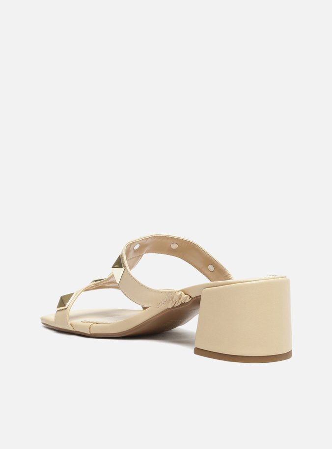 Mule Salto Bloco Branca Studs