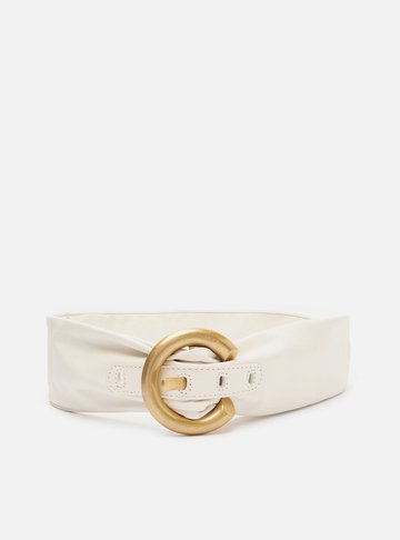 Cinto Branco Couro Soft Fivela Redonda