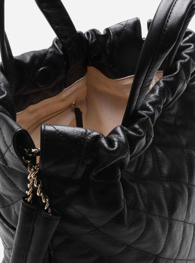 Mochila Preta Couro Charlotte Grande