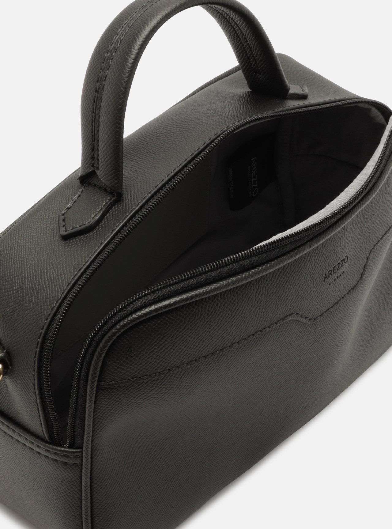 Bolsa Tote Preta Pequena Granulada Metais — foto 4