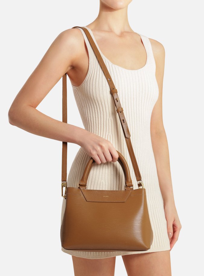 Bolsa Tote Marrom Couro Textura Média