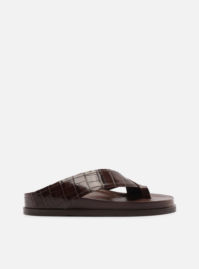 Sandália Rasteira Marrom Tiras