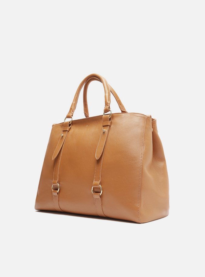 Bolsa Tote Marrom Couro Grande Tiras