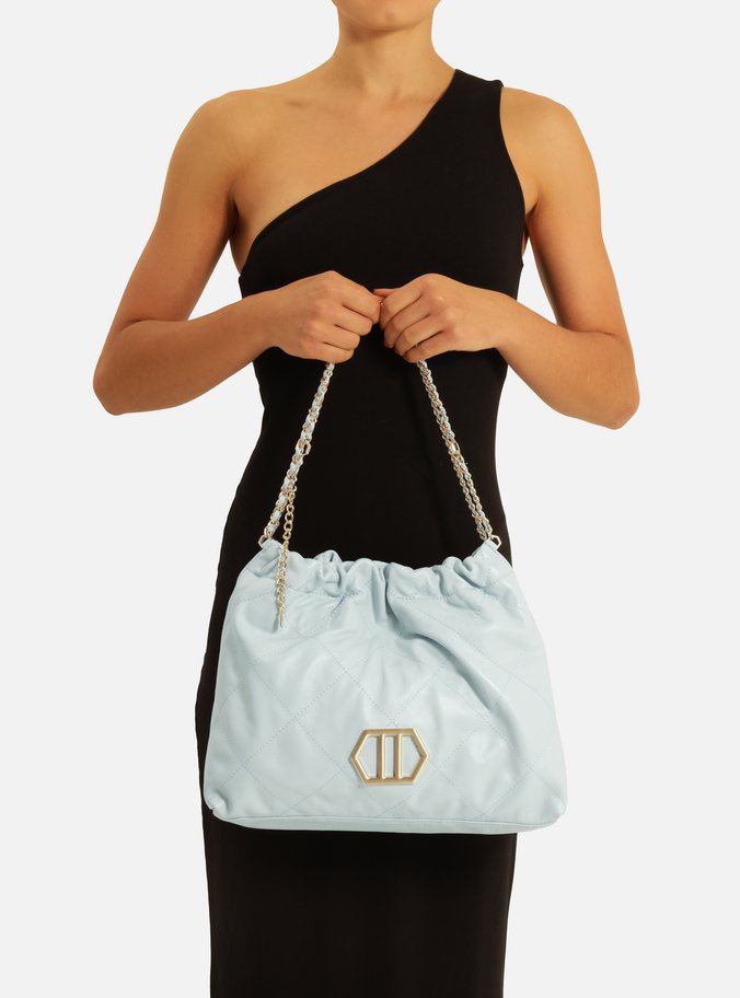Bolsa Hobo Azul Soft Couro Esther Grande