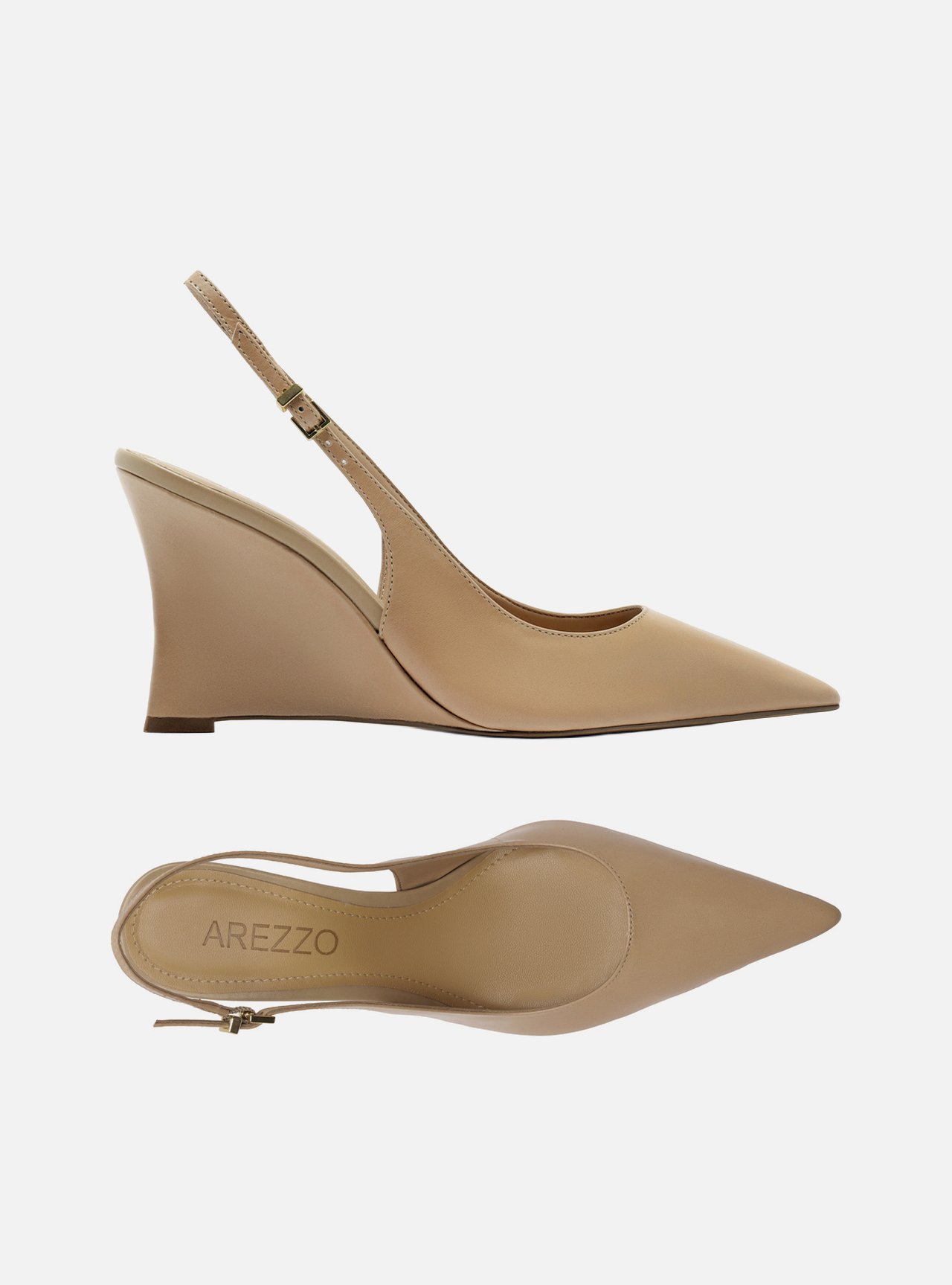 Scarpin Bege Rosado Couro Salto Alto Anabela Slingback — foto 5