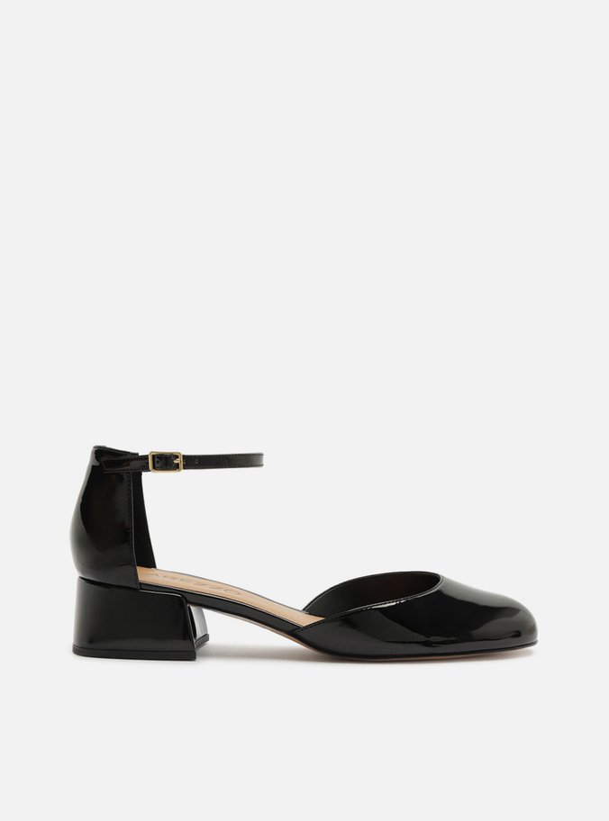Sapato Boneca Preto Verniz Salto Baixo