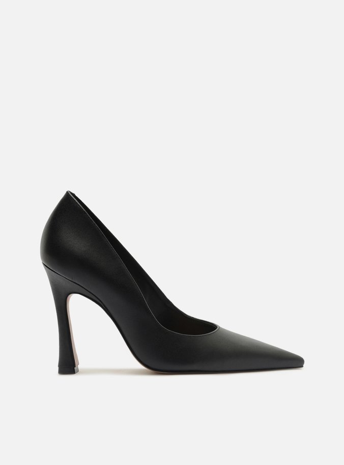 Scarpin Preto Couro Salto Fino