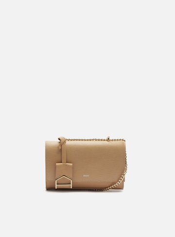 Bolsa Tiracolo Bege Couro Abraccio Pequena