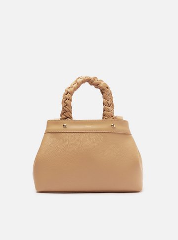 Bolsa Tote Bege Média Alças Trançadas
