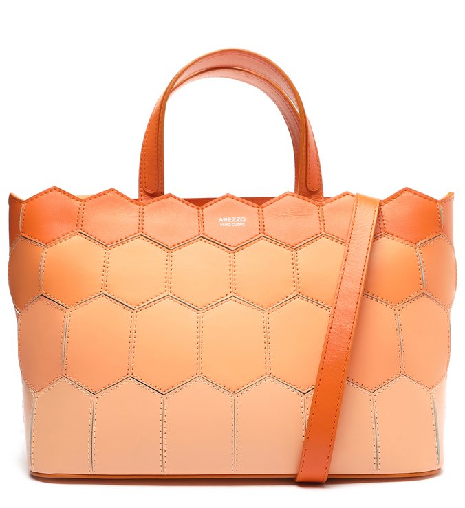 Bolsa Shopping Laranja Couro Anna Grande