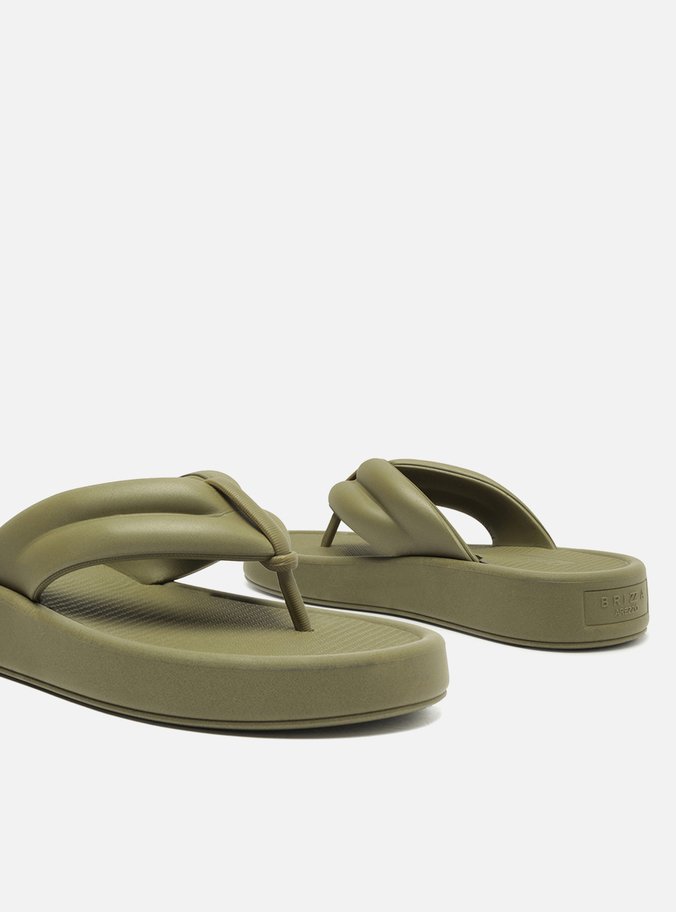 Sandália Verde Tiras Largas Flatform Kin