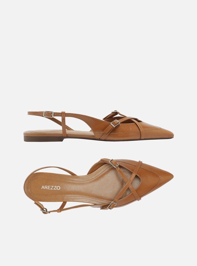 Sapatilha Caramelo Couro Slingback New Amélia
