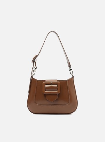 Bolsa Tiracolo Marrom Couro Pequena Fivela