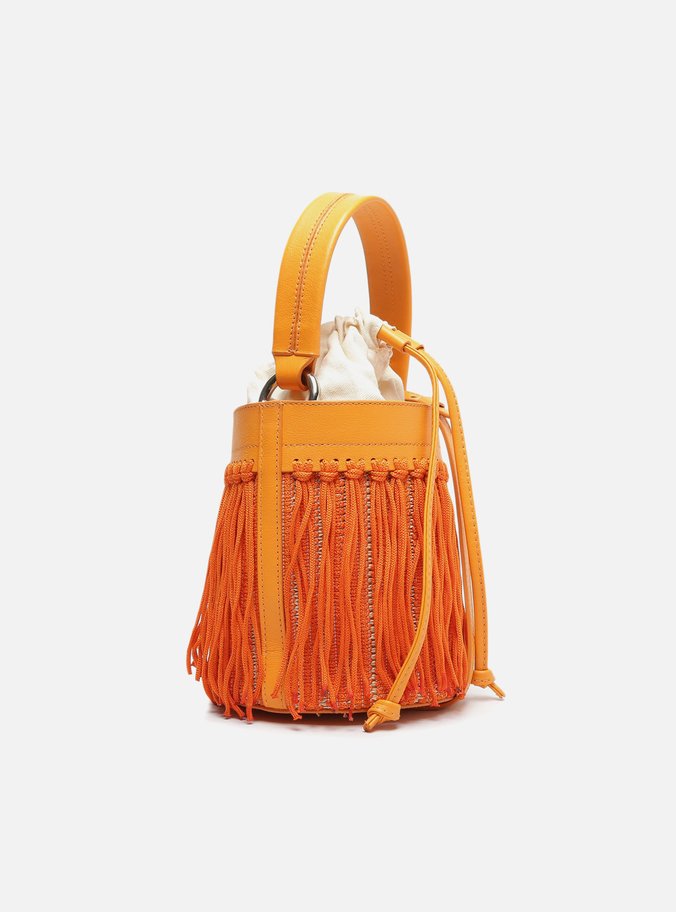 Bolsa Bucket Laranja Franjas Luci Média