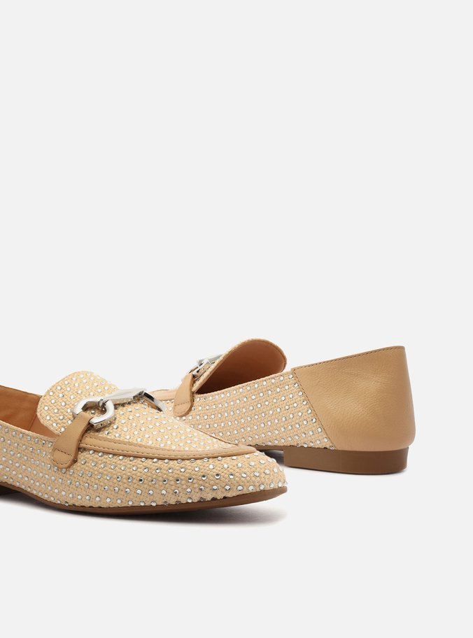 Mocassim Nude Tecido Strass Bridão