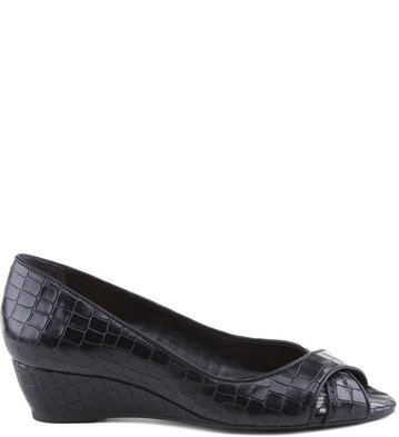 Peep Toe Croco Preta