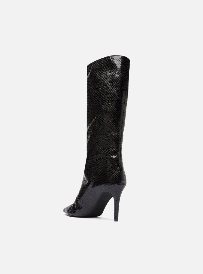 Bota Preta Snake Cano Alto Salto Fino