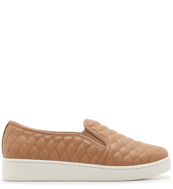 Tênis Slip On Nude Sola Alta Matelassê Pale Nut