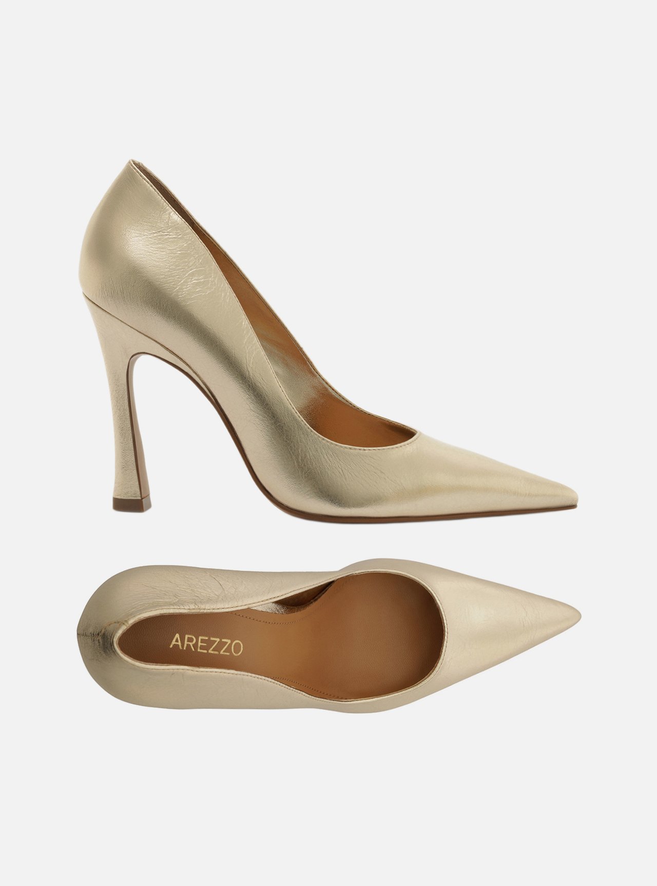 Scarpin Dourado Couro Salto Fino — foto 5