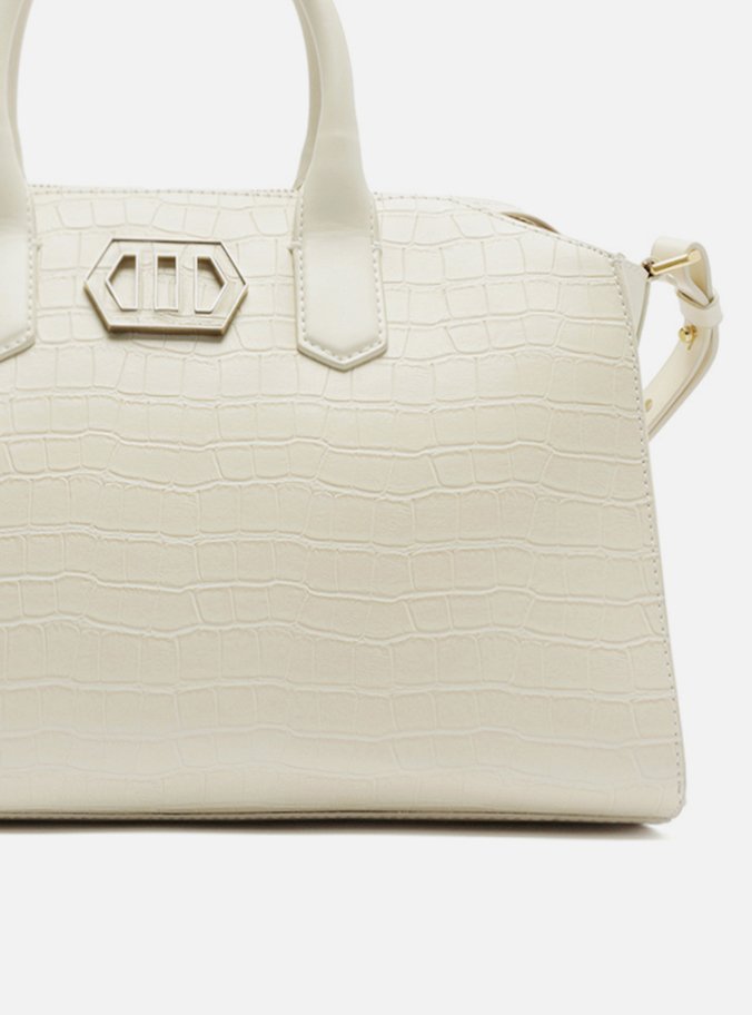 Bolsa Tote Off-White Média Croco