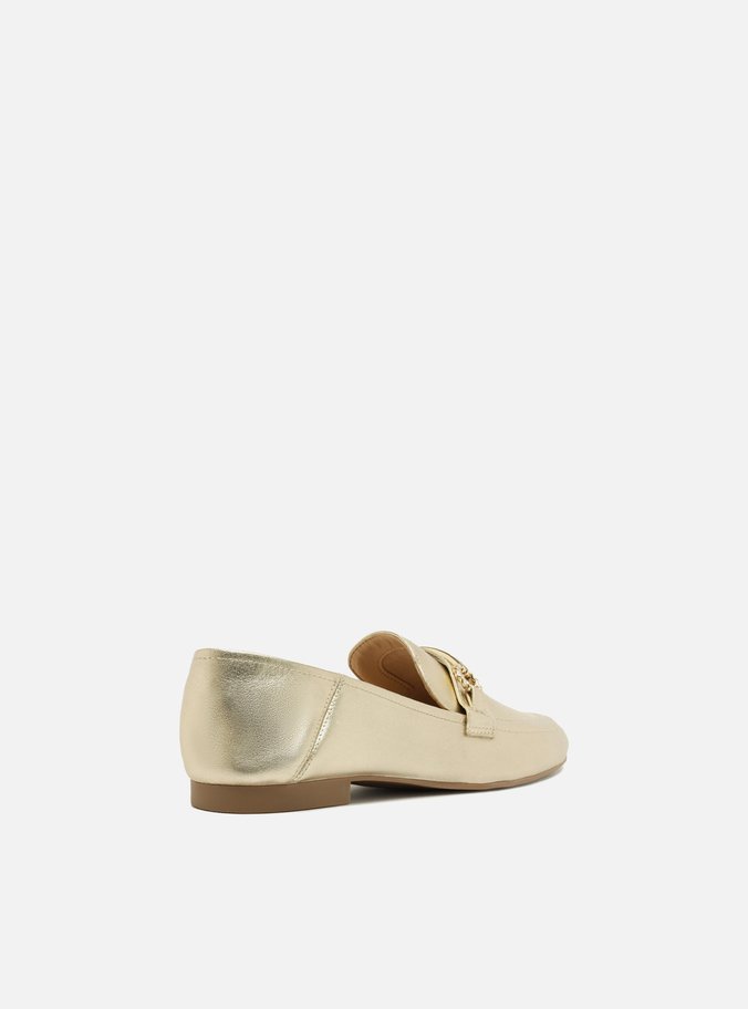 Mocassim Dourado Couro Bridão