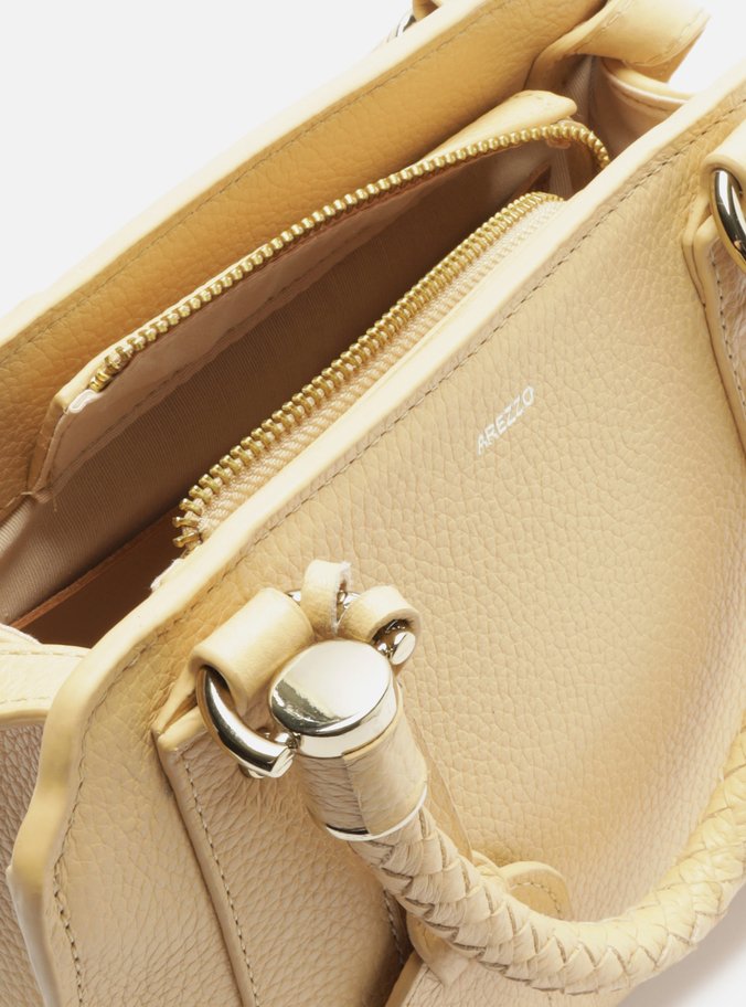 Bolsa Tote Bege Couro Piazza Média