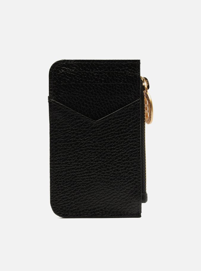 Porta-Cartão Preto Couro Bolso Zíper