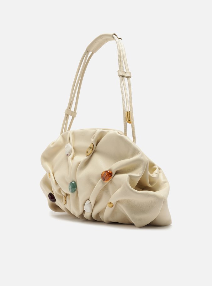 Bolsa Tiracolo Branca Couro Média Aplicações