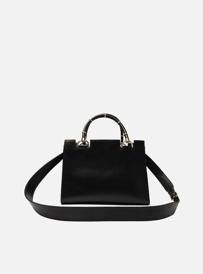 Bolsa Tote Preta Couro Abbraccio Gold Grande