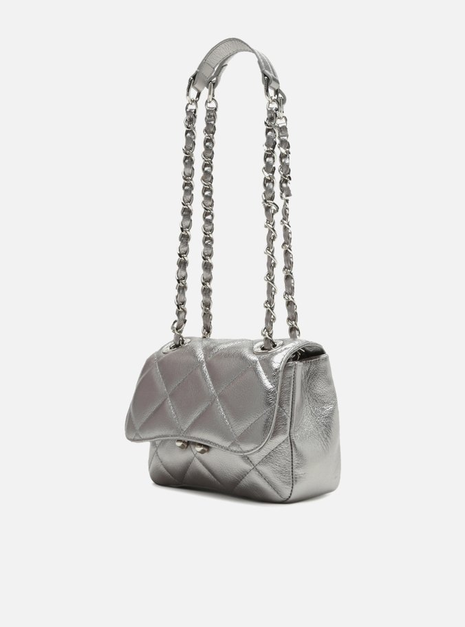 Bolsa Tiracolo Prata Velho Couro Mizz Pequena