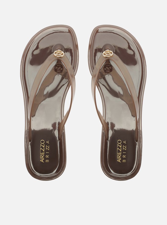 Chinelo de Dedo Marrom Bico Redondo Brizza
