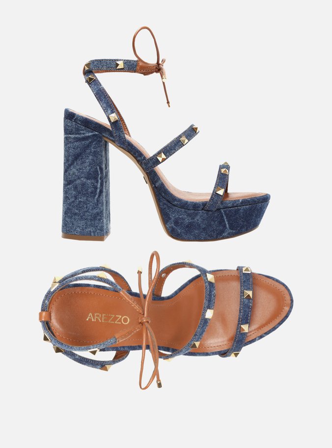 Sandália Azul Jeans Amarração