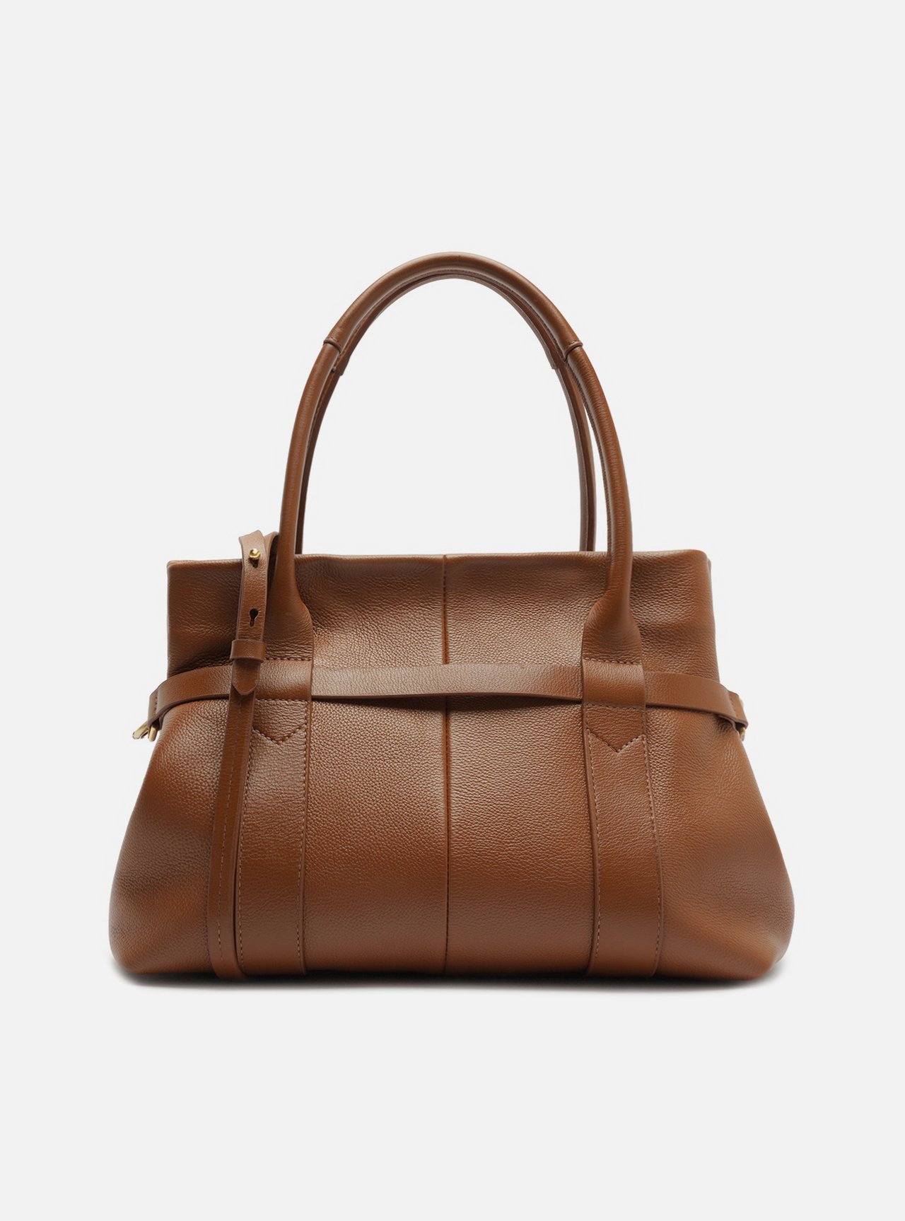Bolsa Tote Marrom Couro Grande Metais — foto 3