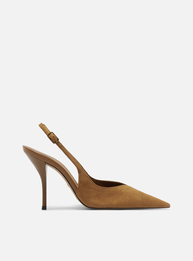 Scarpin Marrom Camurça Salto Alto Slingback