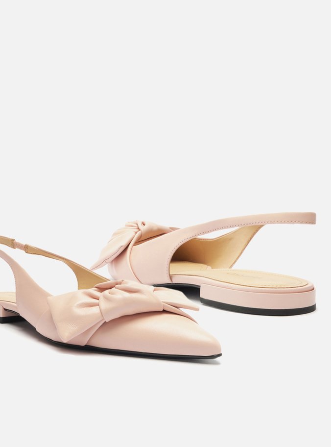 Sapatilha Rosa Couro Slingback Maxi Laço