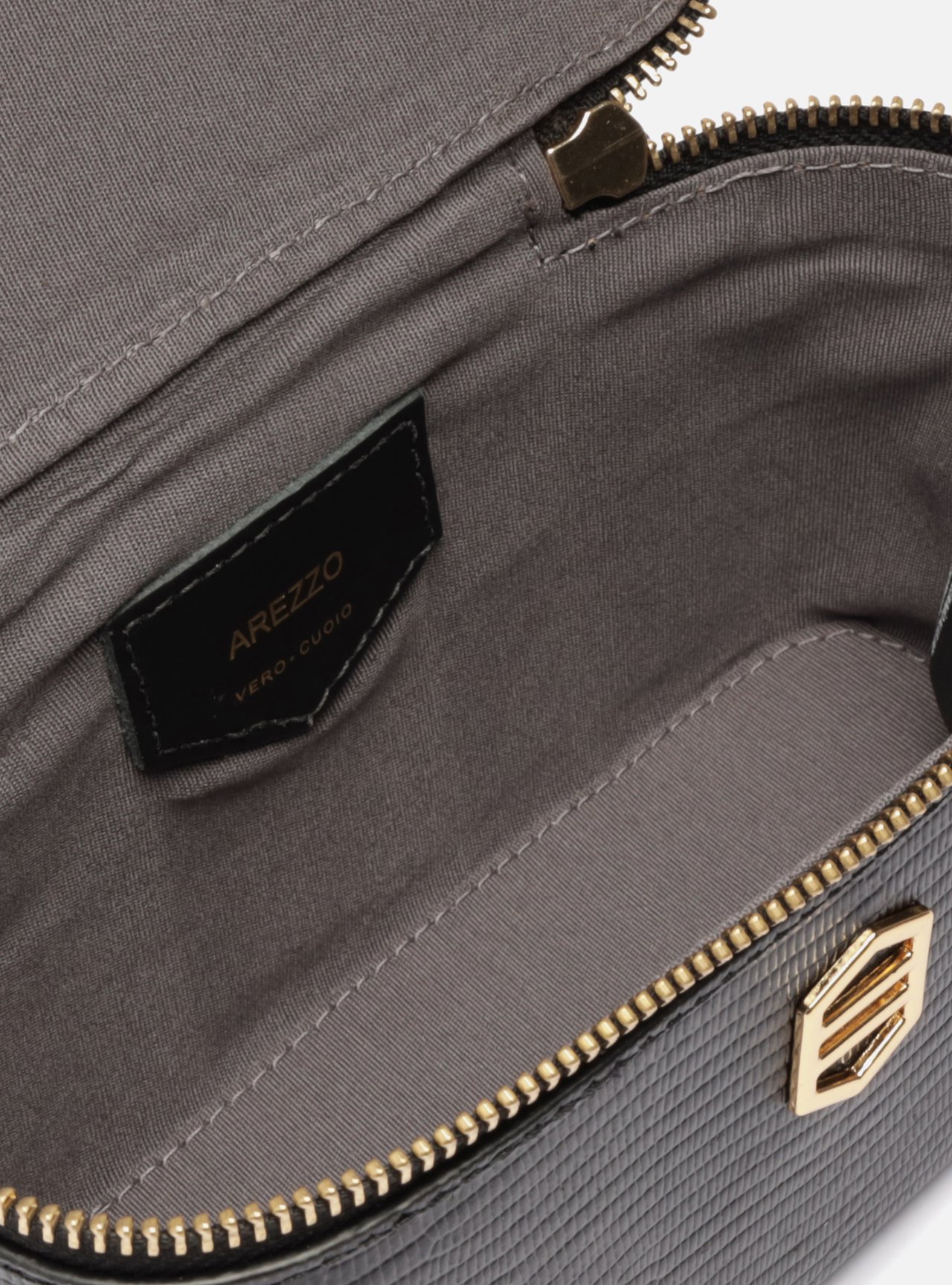 Bolsa Tiracolo Preta Couro Pequena Croco Corrente — foto 4