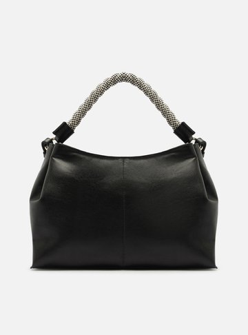 Bolsa Tote Preta Couro Grande Alça Torcida