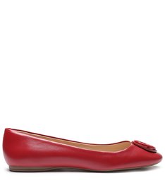 Sapatilha Couro Bico Fino Canvas Batom Rouge