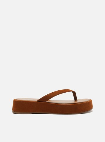 Tamanco Marrom Camurça Flatform Flip Flop TIG