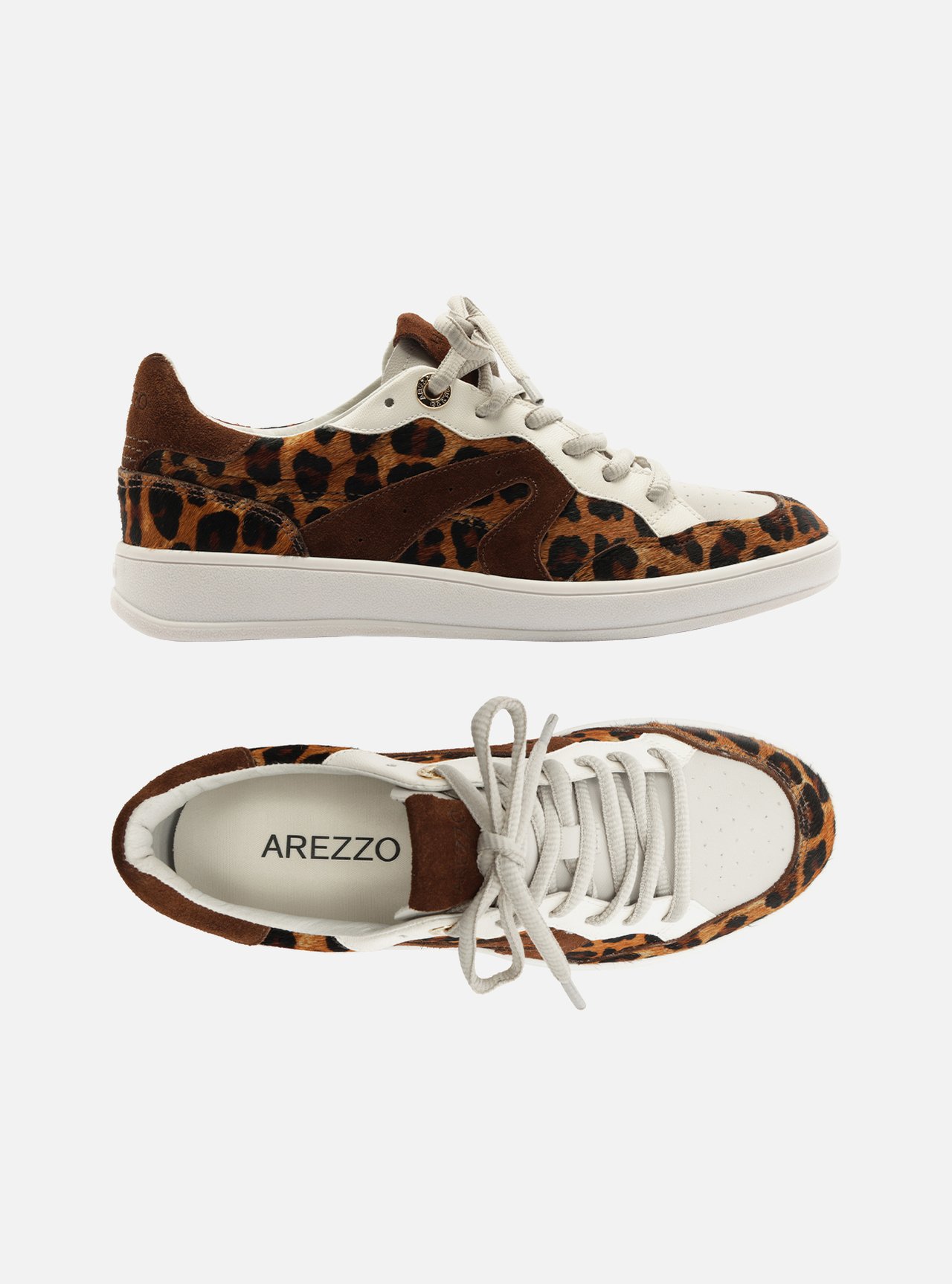 Tênis Natural Bico Redondo Suede Animal Print — foto 5