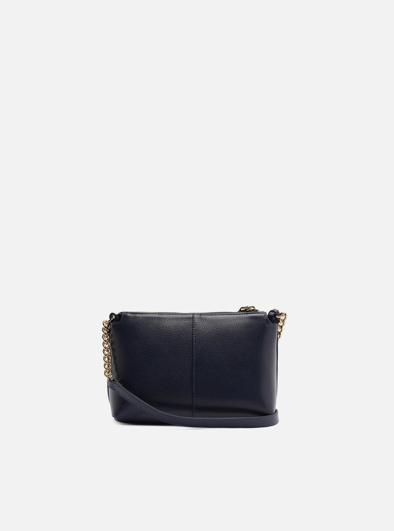 Bolsa Tiracolo Azul Couro Pequena Alça Corrente — foto 3