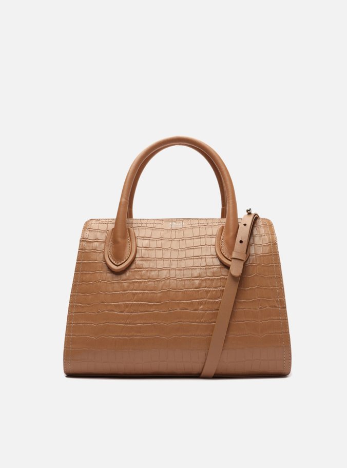 Bolsa Tote Marrom Couro Croco Gaia Grande