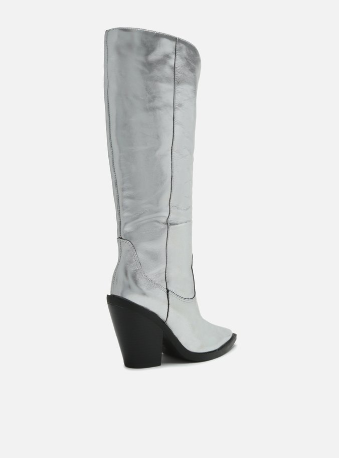 Bota Prata Cano Longo Bloco Western