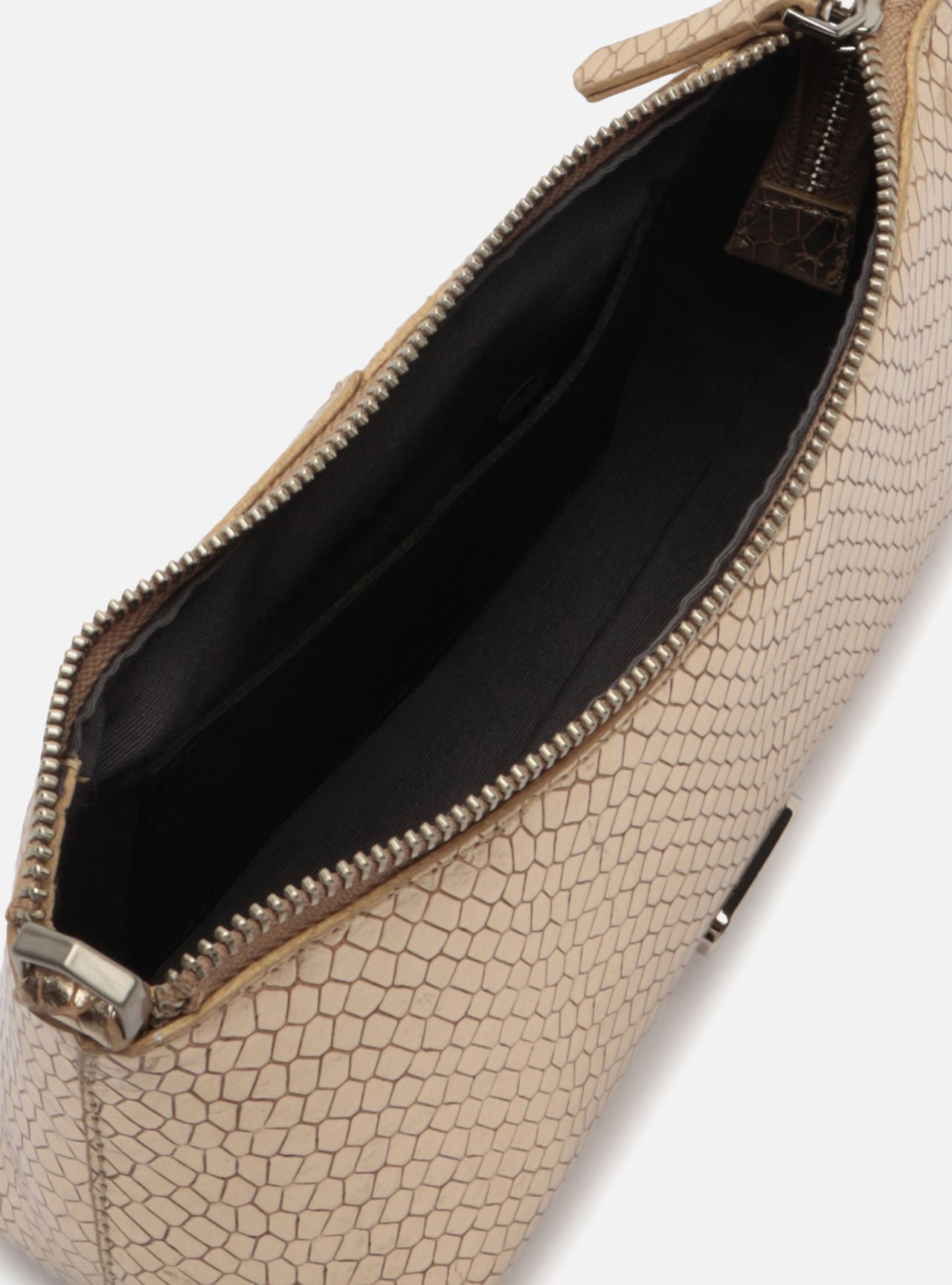 Bolsa Shoulder Preta Couro Média Snake Corrente — foto 4