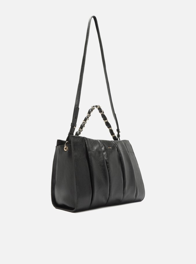 Bolsa Tote Preta Couro Milano Grande