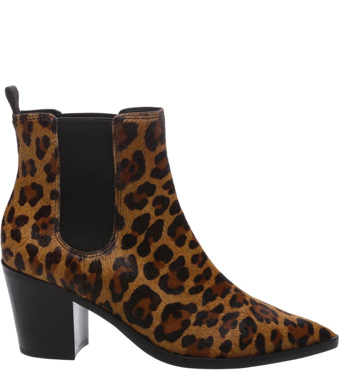 Bota Chelsea Leopard Bico Fino Animal Print
