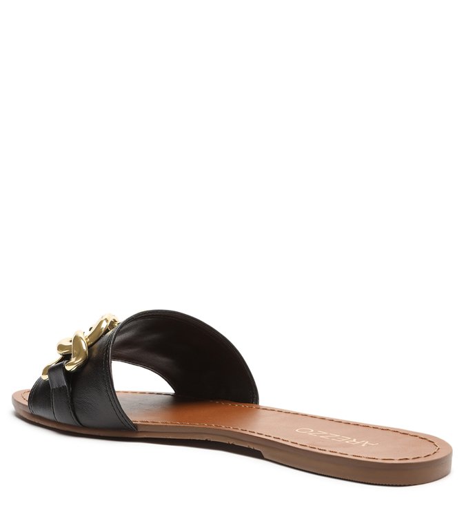Rasteira Preta Flat Corrente