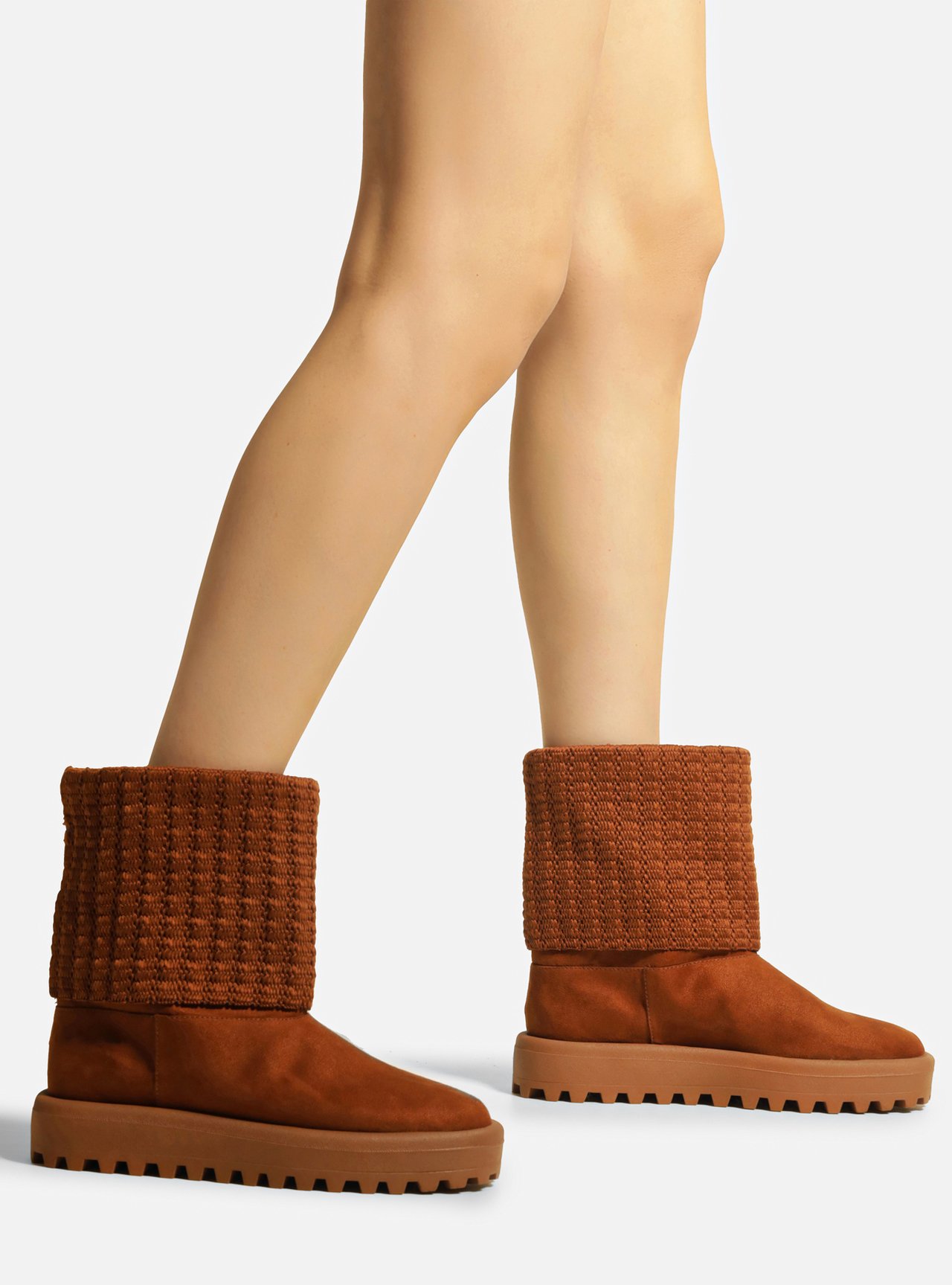 Bota Marrom Camurça Cano Médio Knit Riley — foto 6