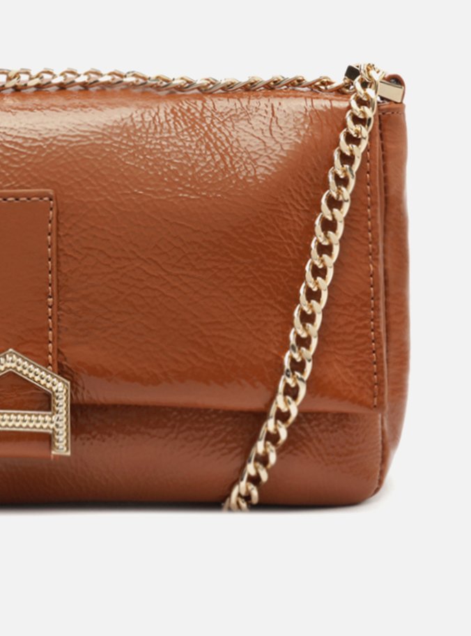 Bolsa Tiracolo Marrom Couro Média Gisele Corrente